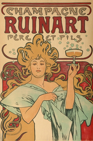 Werbeplakatfür“香槟ruinart”巴黎。1897年。